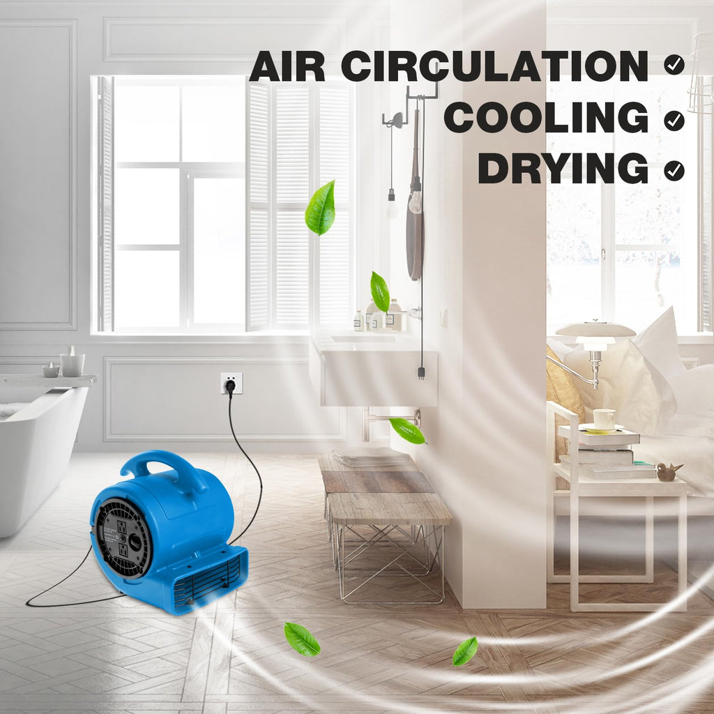 1/5hp 800cfm 3-Speed Air Mover Blower Fan with Dual Outlet A5744