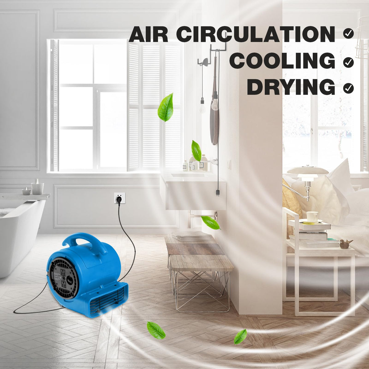 1/5hp 800cfm 3-Speed Air Mover Blower Fan with Dual Outlet A5744