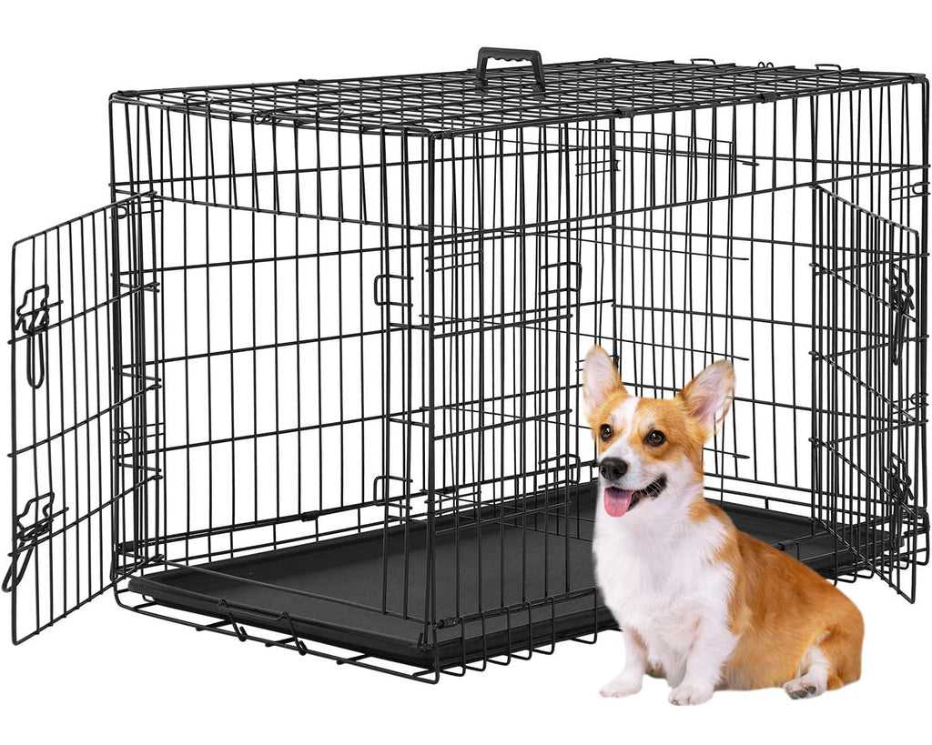 Folding Metal Dog Crate with Divider and Handle C330