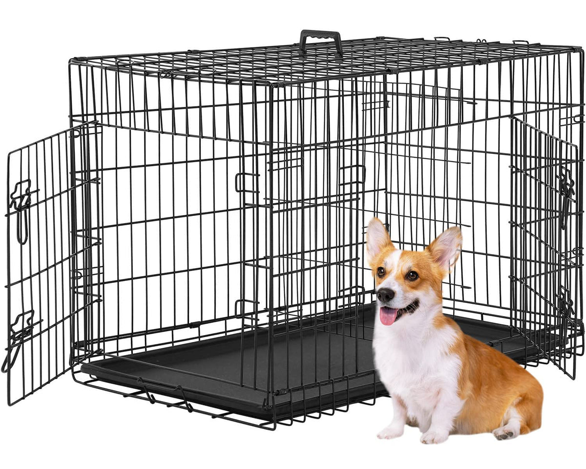 Folding Metal Dog Crate with Divider and Handle C330