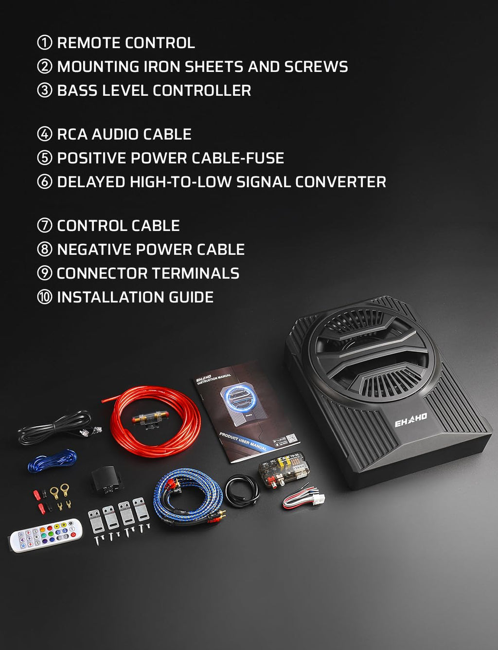 10" 2000W Underseat Car Subwoofer with RGB Lights L176577