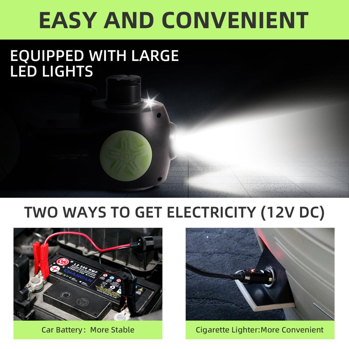 5 Ton Electric Car Jack 12V Portable Tire Changing Kit C62525