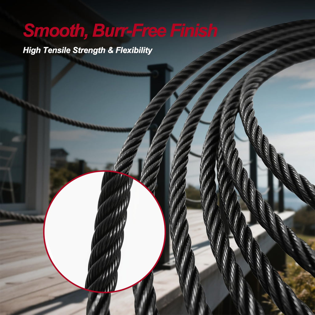 Black 1/8in T316 Stainless Steel Wire Rope E6175