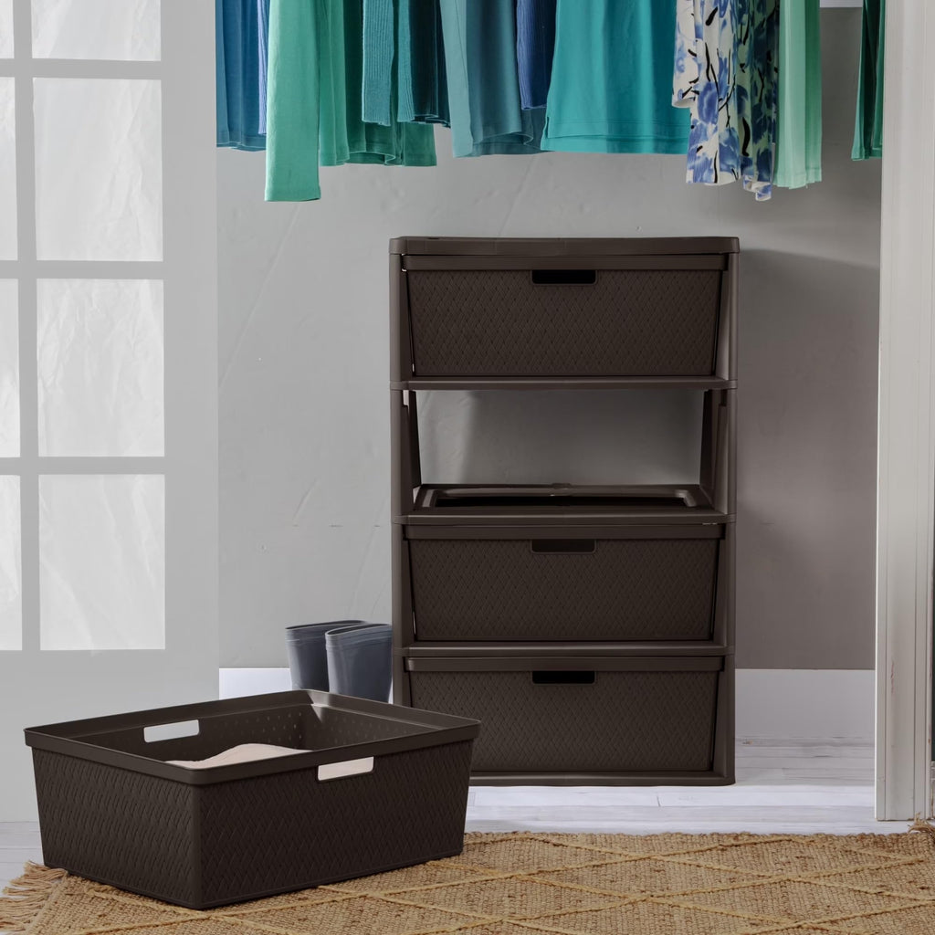 Gray Plastic 3-Drawer Storage Tower with Bins Q5436