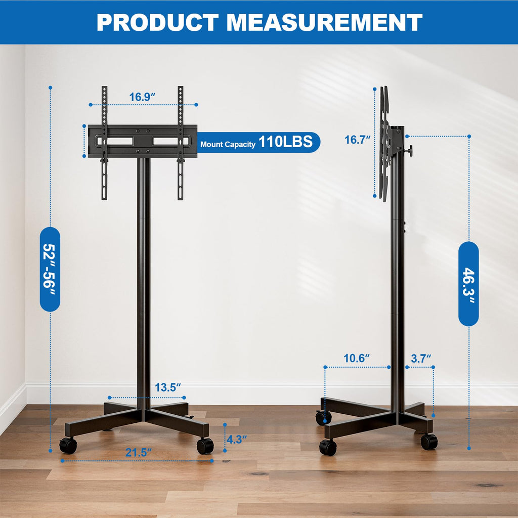 Mobile TV Cart Rolling TV Stand for 23-65 Inch TVs B82966