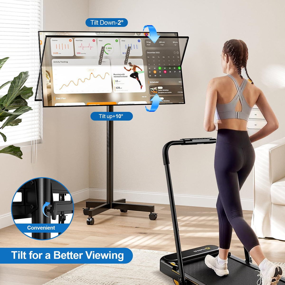 Mobile TV Cart Rolling TV Stand for 23-65 Inch TVs B82966