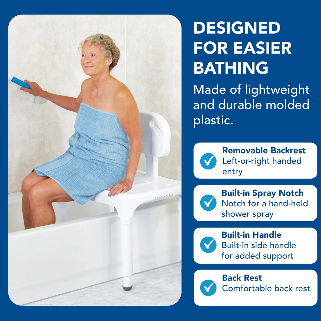 Bath Transfer Bench with Backrest and Adjustable Legs Y50055