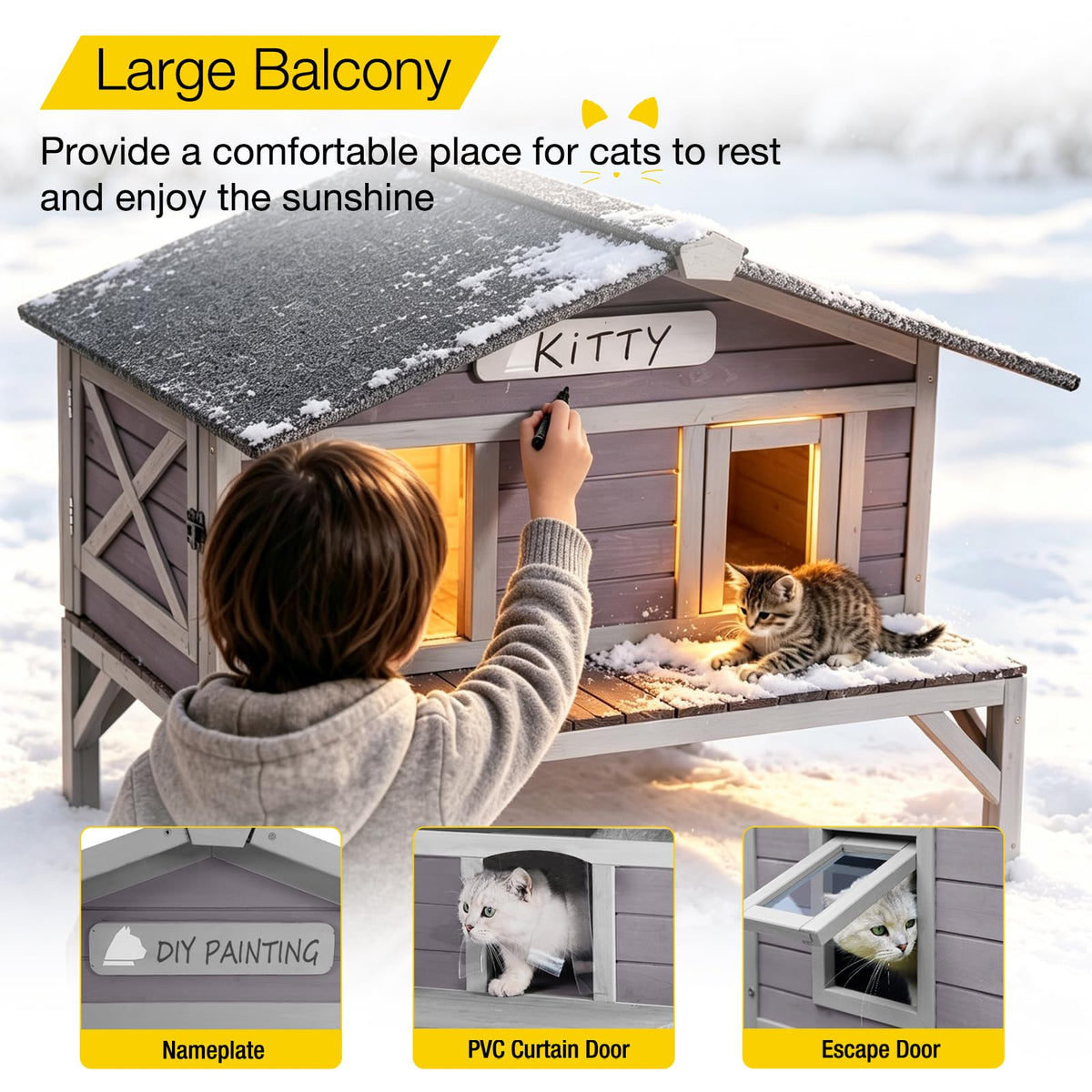 Outdoor Heated Cat House with Insulated Liner W797