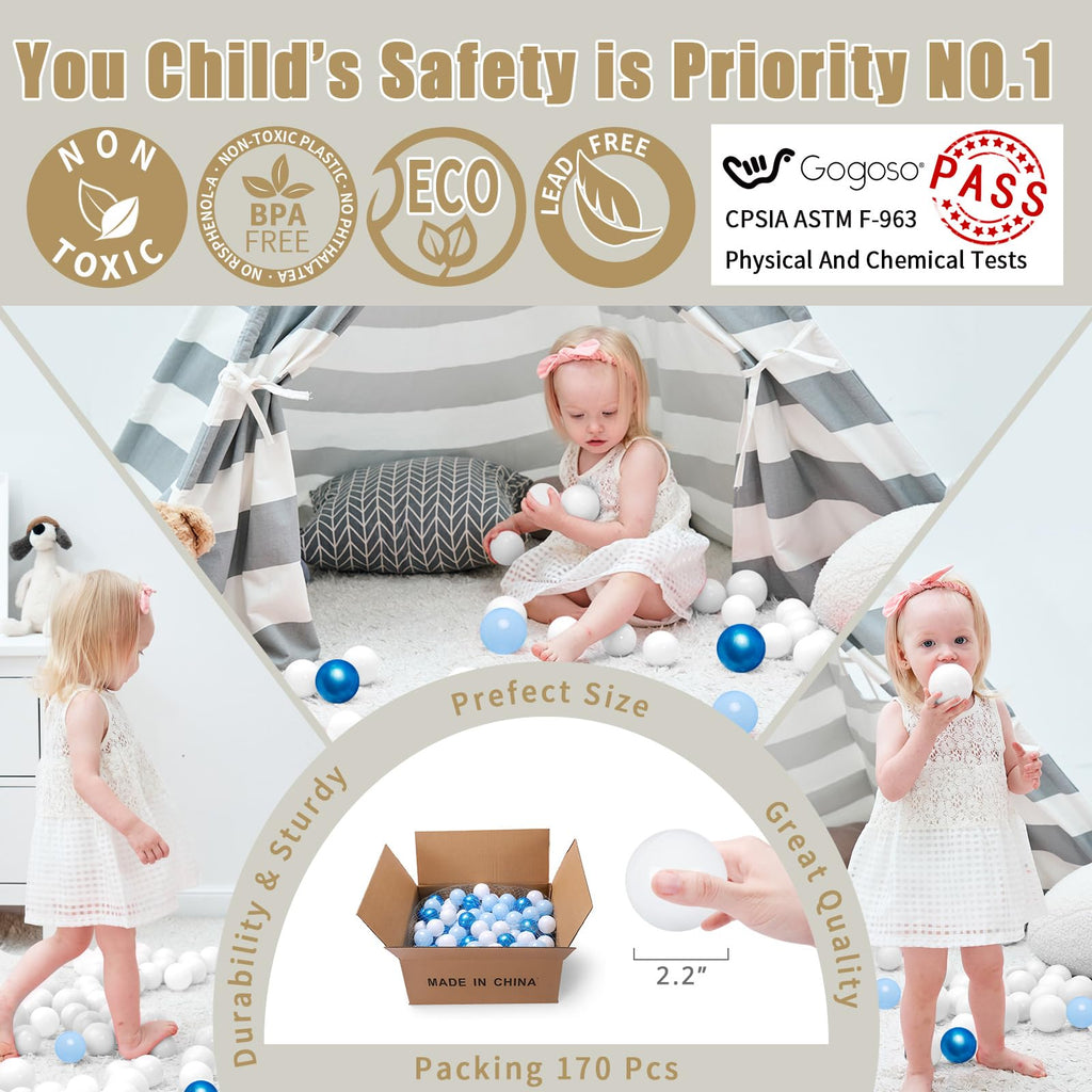 Crush Proof Non-Toxic Plastic Balls 170pcs 2.2inchs Q9840
