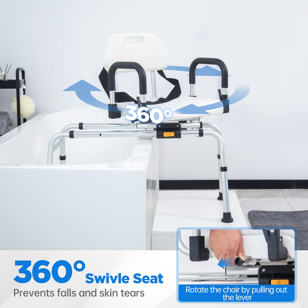 Sliding Shower Chair Tub Transfer Bench with Swivel Seat C953