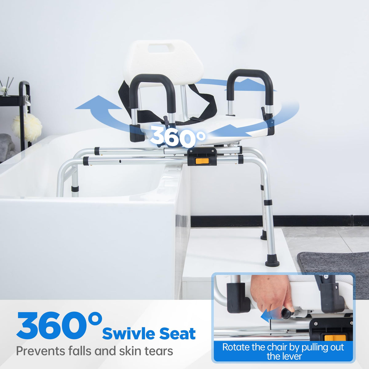 Sliding Shower Chair Tub Transfer Bench with Swivel Seat C953