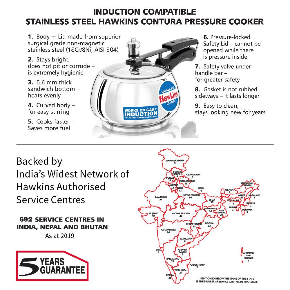 Stainless Steel Pressure Cooker, 2 Liter, Silver K618755