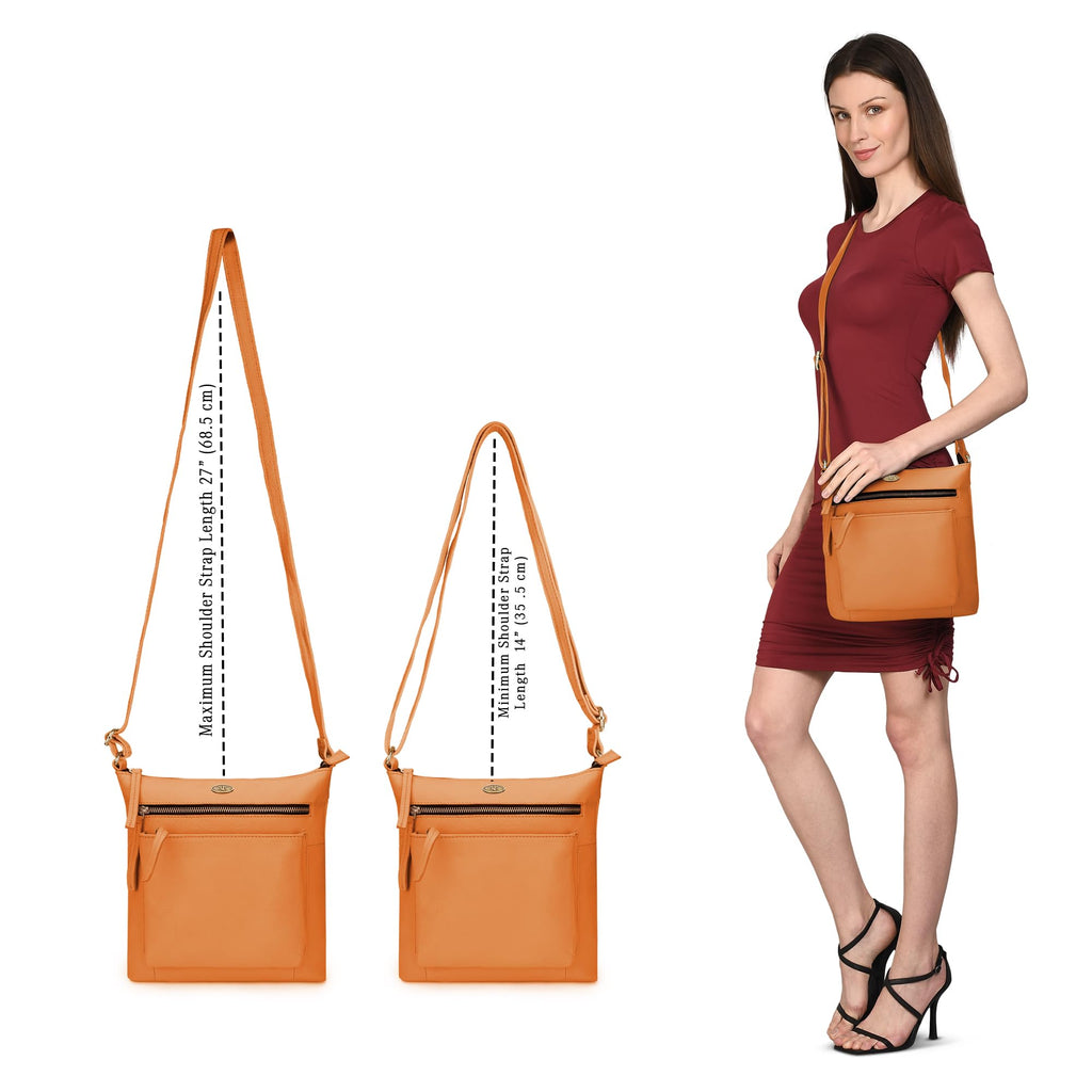 Light Brown Genuine Leather Crossbody Bag B484