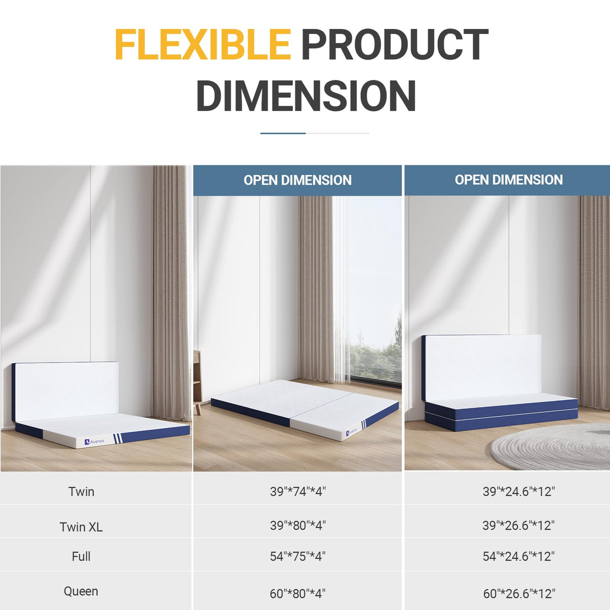 Foldable Memory Foam Mattress Topper Twin 4 Inch F148734