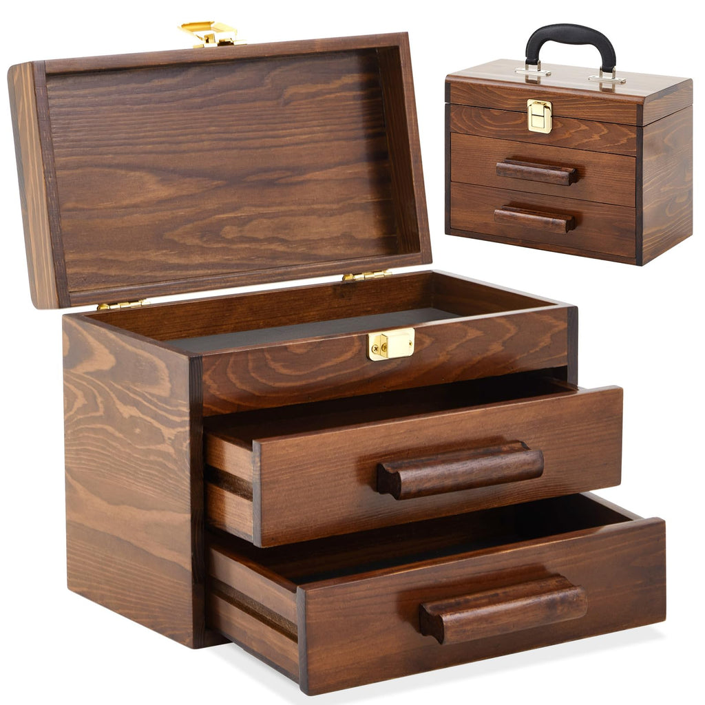 11 Inch Wooden Tool Box with 2 Drawers F71532