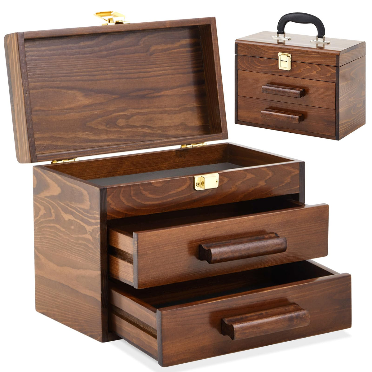 11 Inch Wooden Tool Box with 2 Drawers F71532