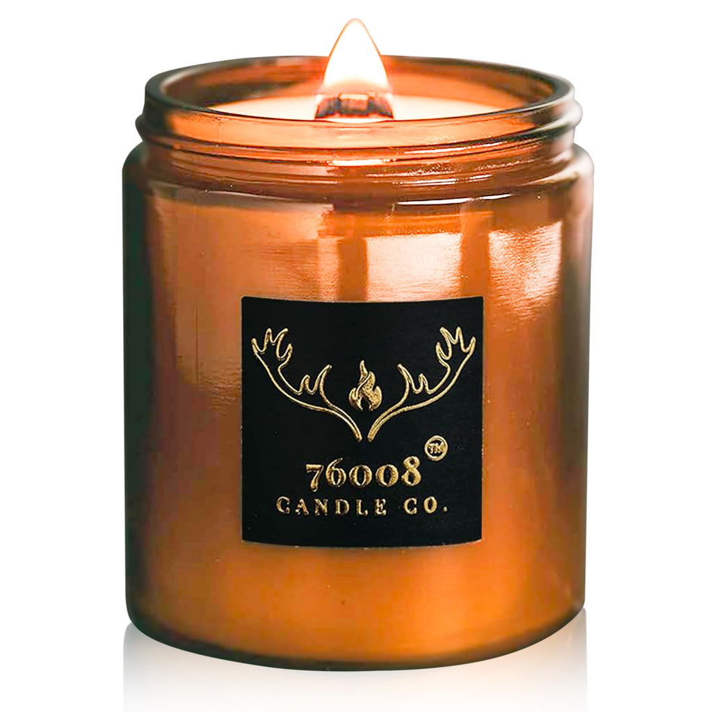 Soy Candle with Wood Wick in Amber Glass Jar X590