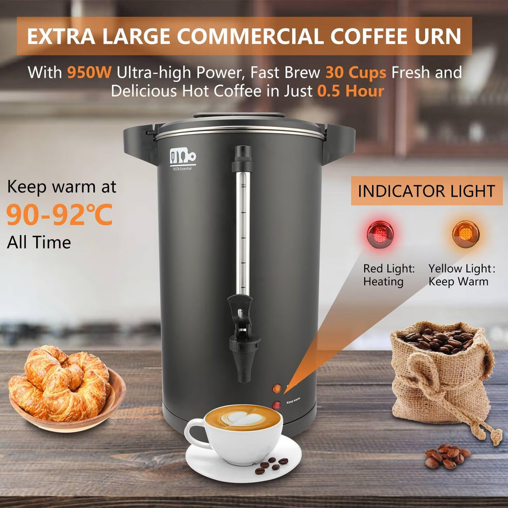 30-Cup 6L Stainless Steel Commercial Coffee Urn S1143