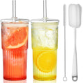 22 oz High Borosilicate Clear Glass Cups with Lids and Straws, Pack of 2 Z8276