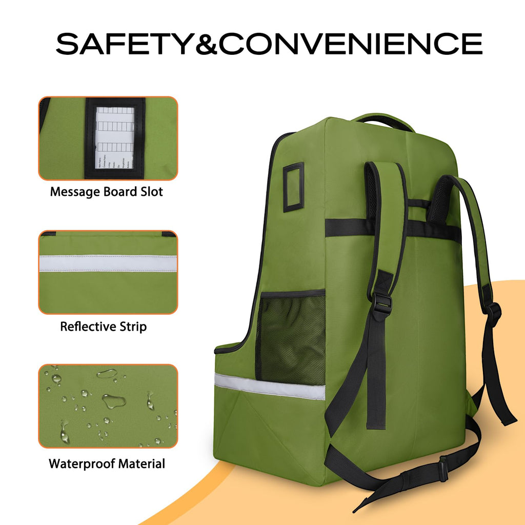 Green Padded Car Seat Travel Bag with Waist Belt F9128