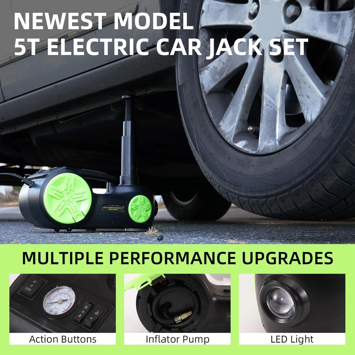 5 Ton Electric Car Jack 12V Portable Tire Changing Kit C62525