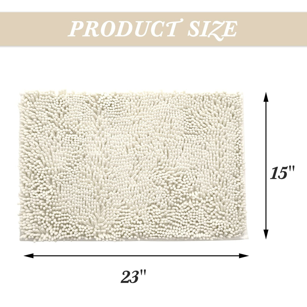 Non-Slip Microfiber Bath Rug Machine Washable Ivory 15 x 23 Inches F584637