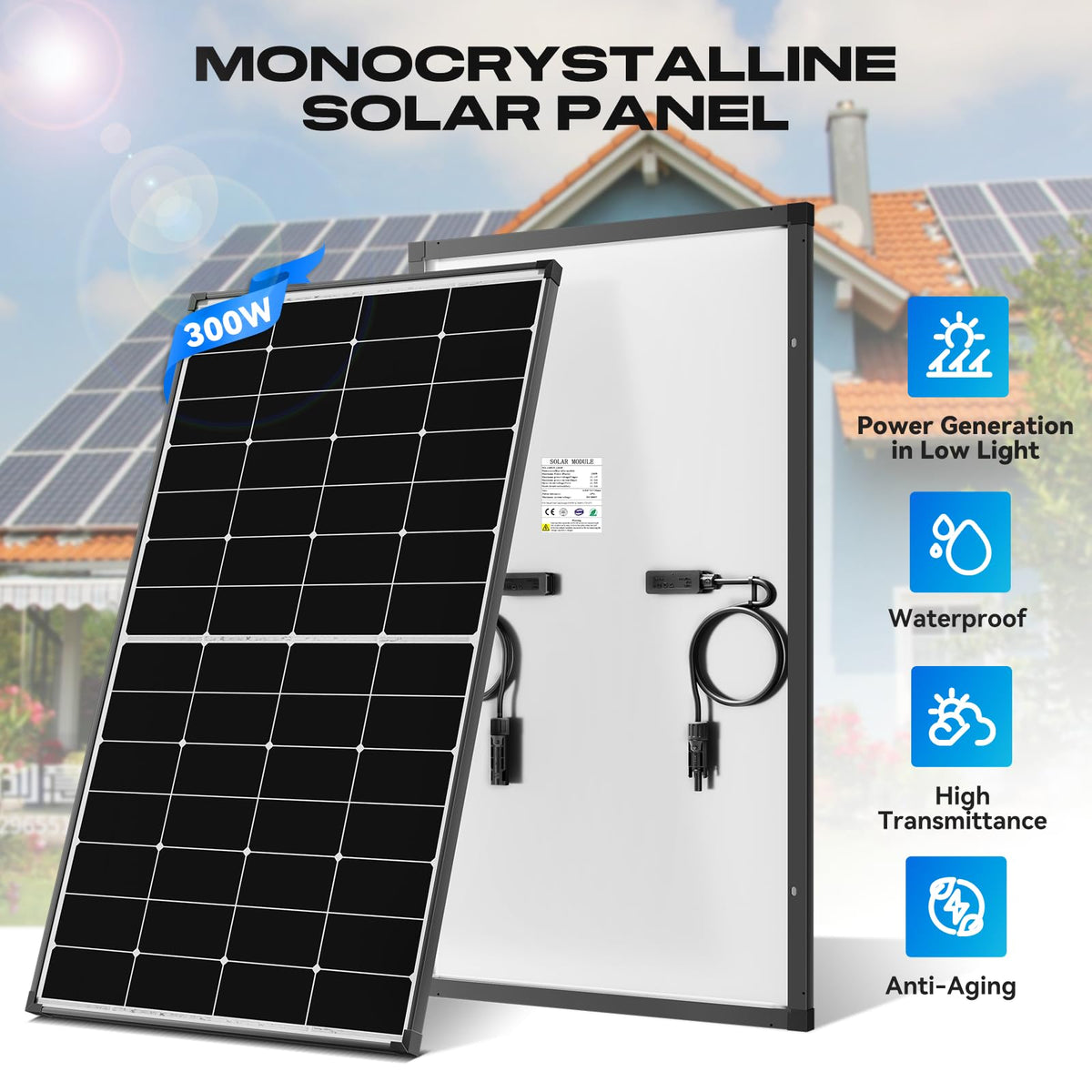 300 Watt Monocrystalline Solar Panel W496
