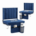Blue 2 PCS Folding Stadium Chair with Cup Holder W9911