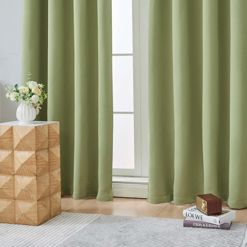Sage Green 72 Inch Blackout Curtains 2 Panels Set Y357287