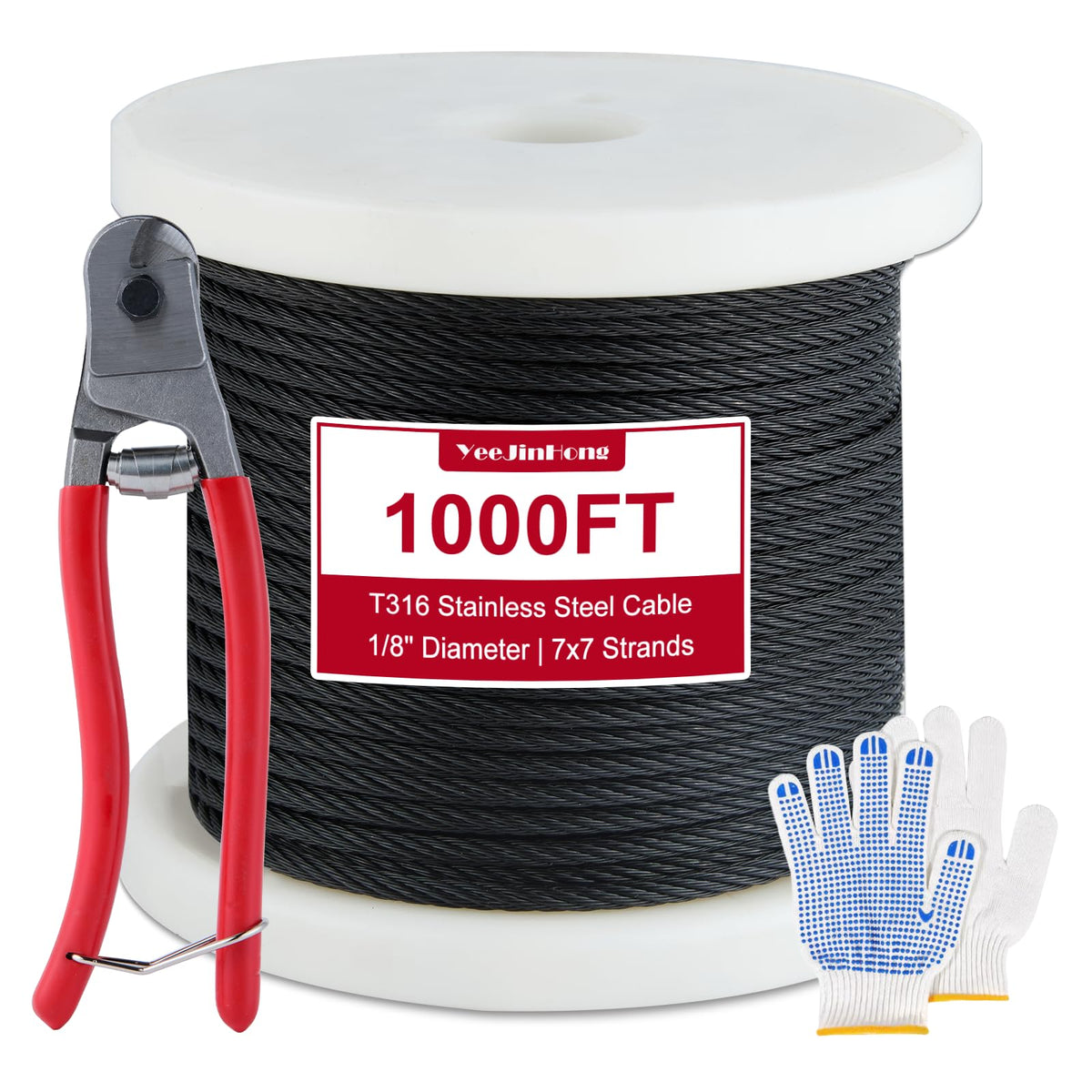 Black 1/8in T316 Stainless Steel Wire Rope E6175