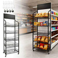 5 Tier Metal Candy Display Rack with Wheels & 15 Hooks N718