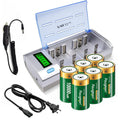 10000mAh Rechargeable D Batteries 6 Counts and Universal Battery Charger B891824