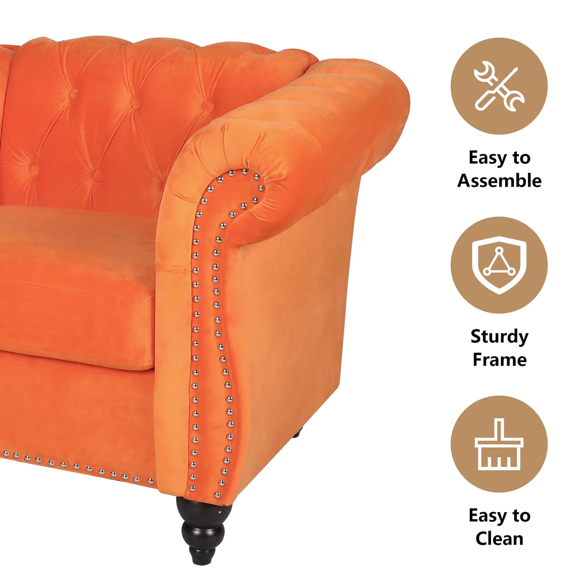 Orange Velvet Tufted Accent Chair G69610