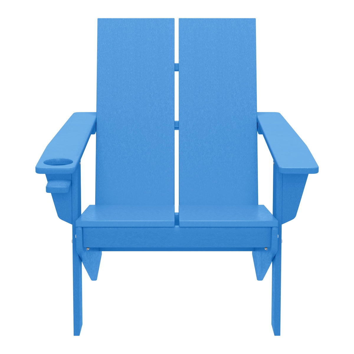 Pacific Blue HDPE Adirondack Chair with Cup Holder U416885