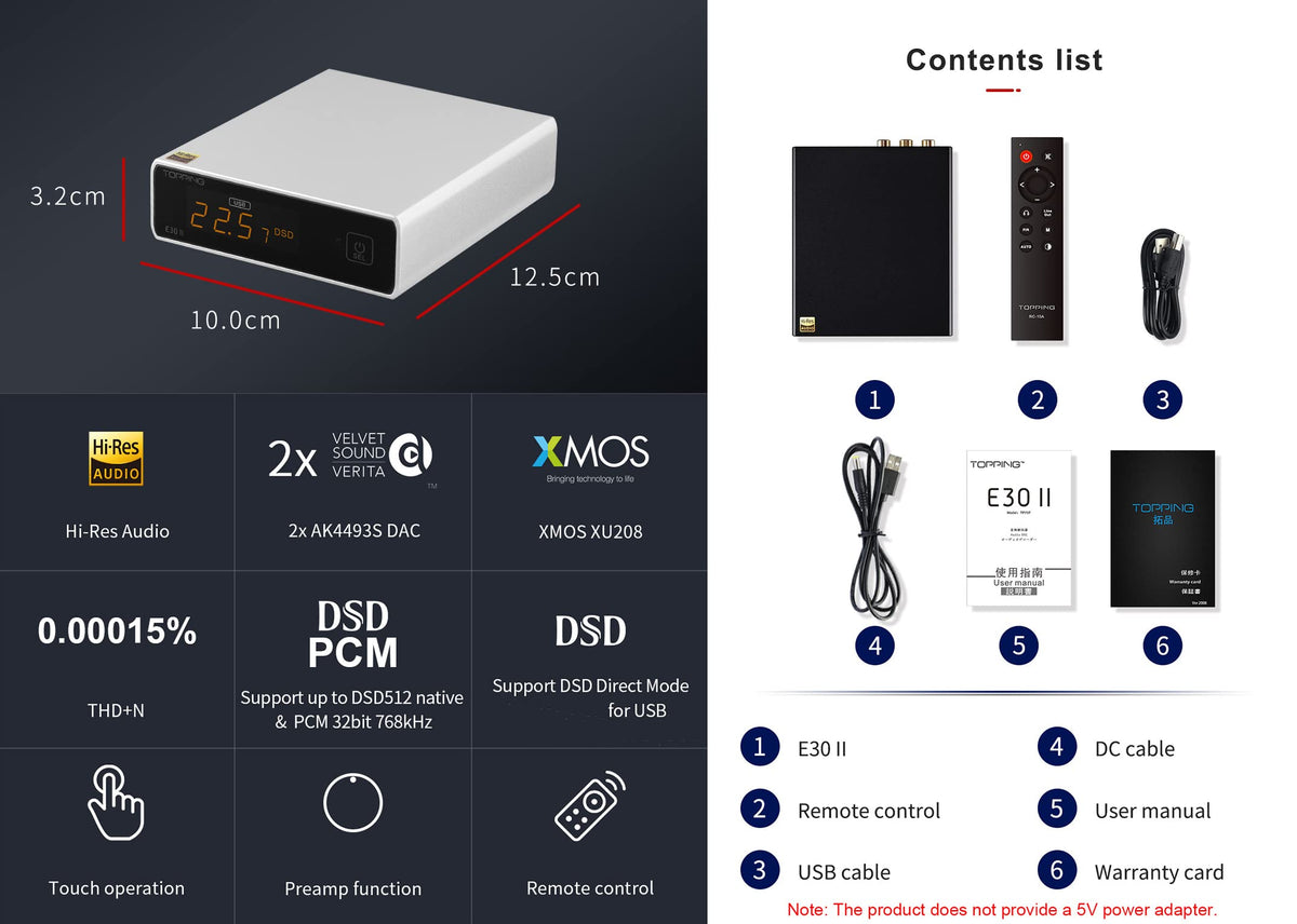 Topping E30 II DAC Preamp Audio Decoder + Topping L30II NFCA Linear Headphone Amp I464029