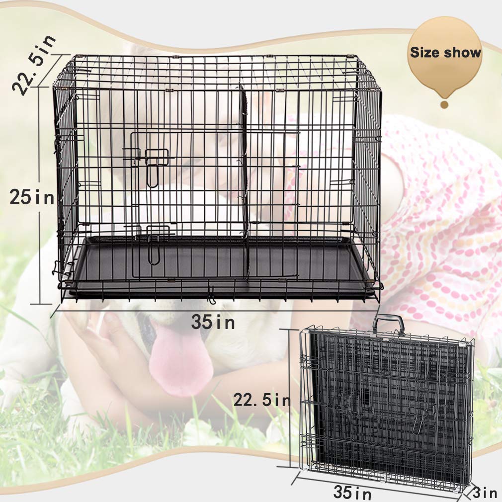 Folding Metal Dog Crate with Divider and Handle C330