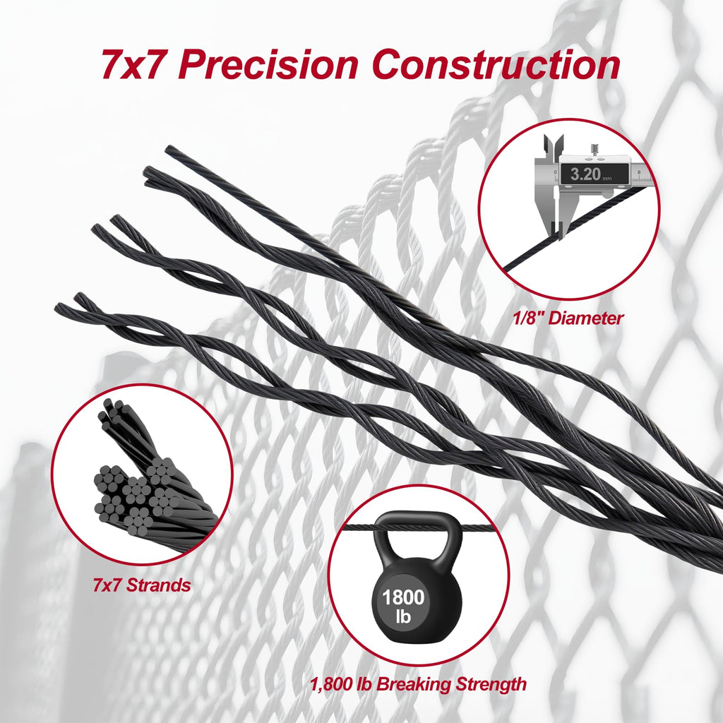 Black 1/8in T316 Stainless Steel Wire Rope E6175