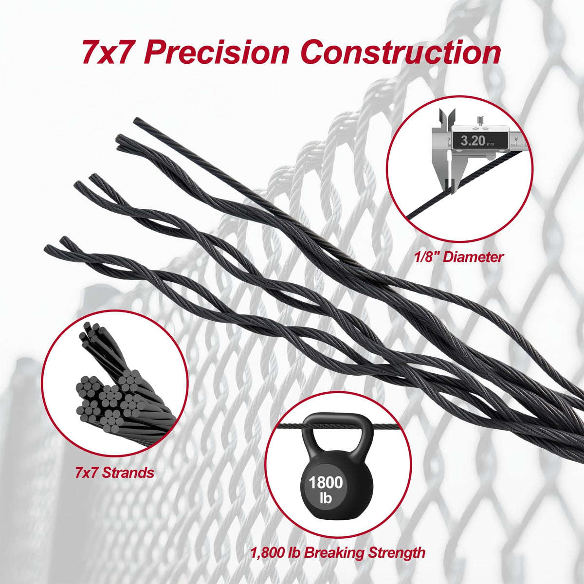 Black 1/8in T316 Stainless Steel Wire Rope E6175