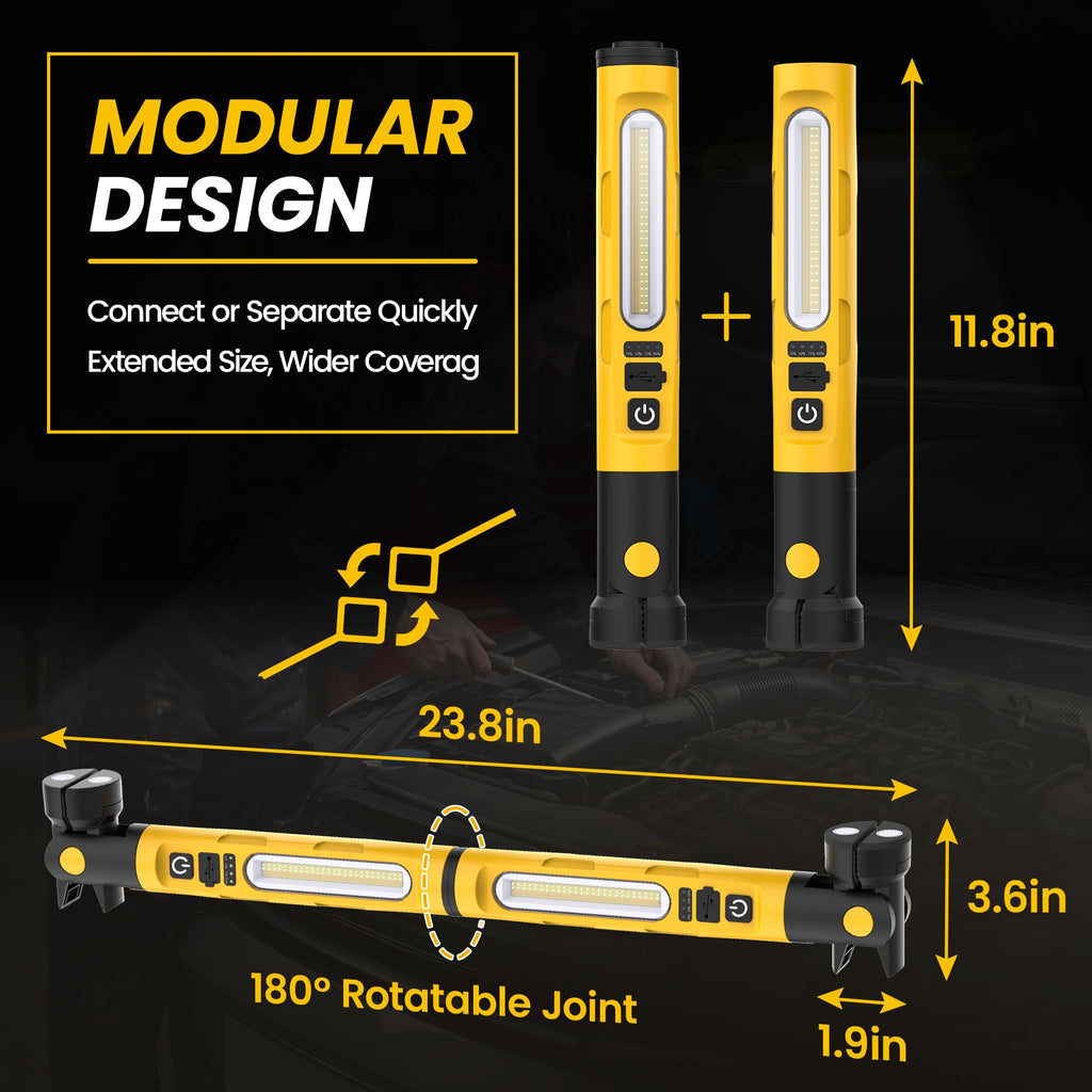 Magnetic Rechargeable LED Work Light with Detachable Dual Light Bars X407538