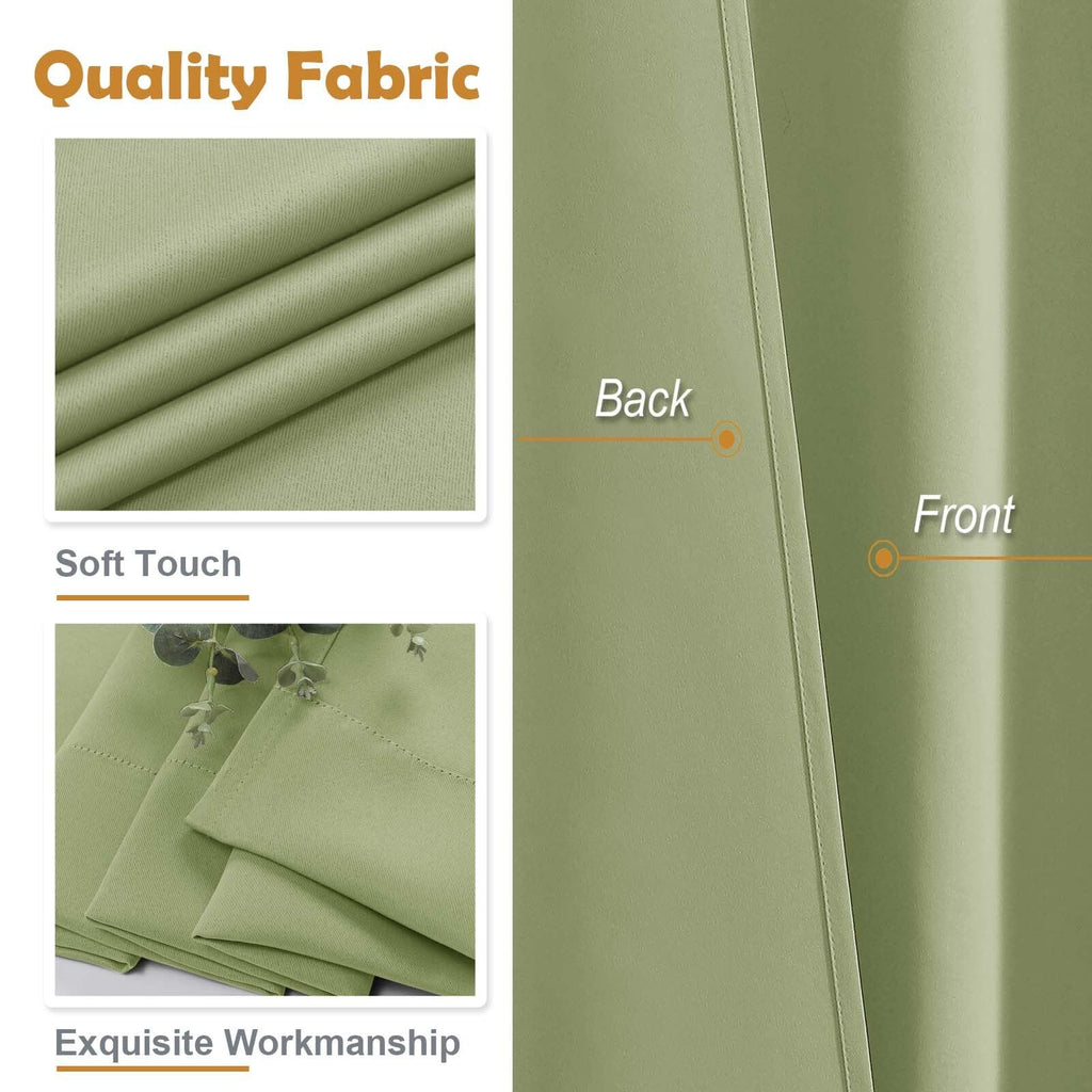 Sage Green 72 Inch Blackout Curtains 2 Panels Set Y357287