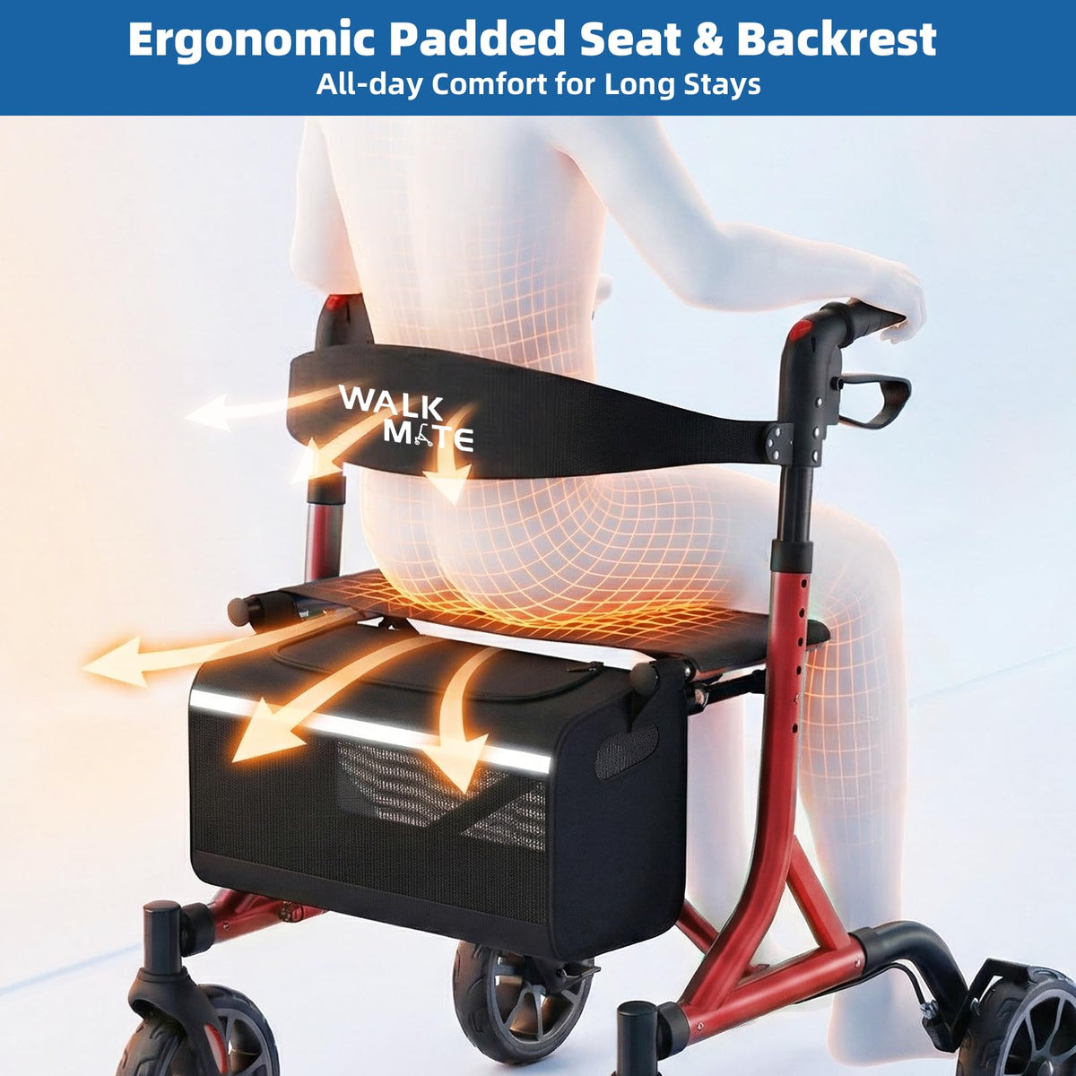Lightweight Foldable Rollator Walker with Seat I777753