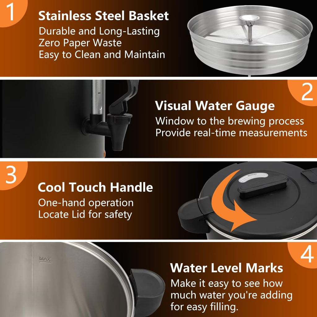 30-Cup 6L Stainless Steel Commercial Coffee Urn S1143