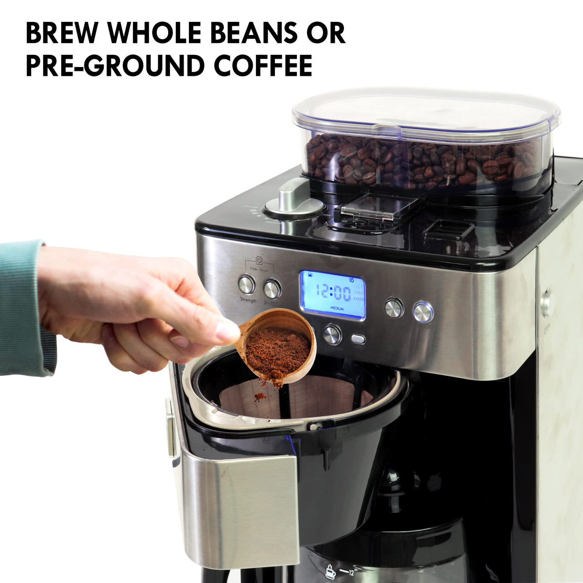 Grind and Brew 12 Cup Programmable Coffee Maker with Burr Grinder C160