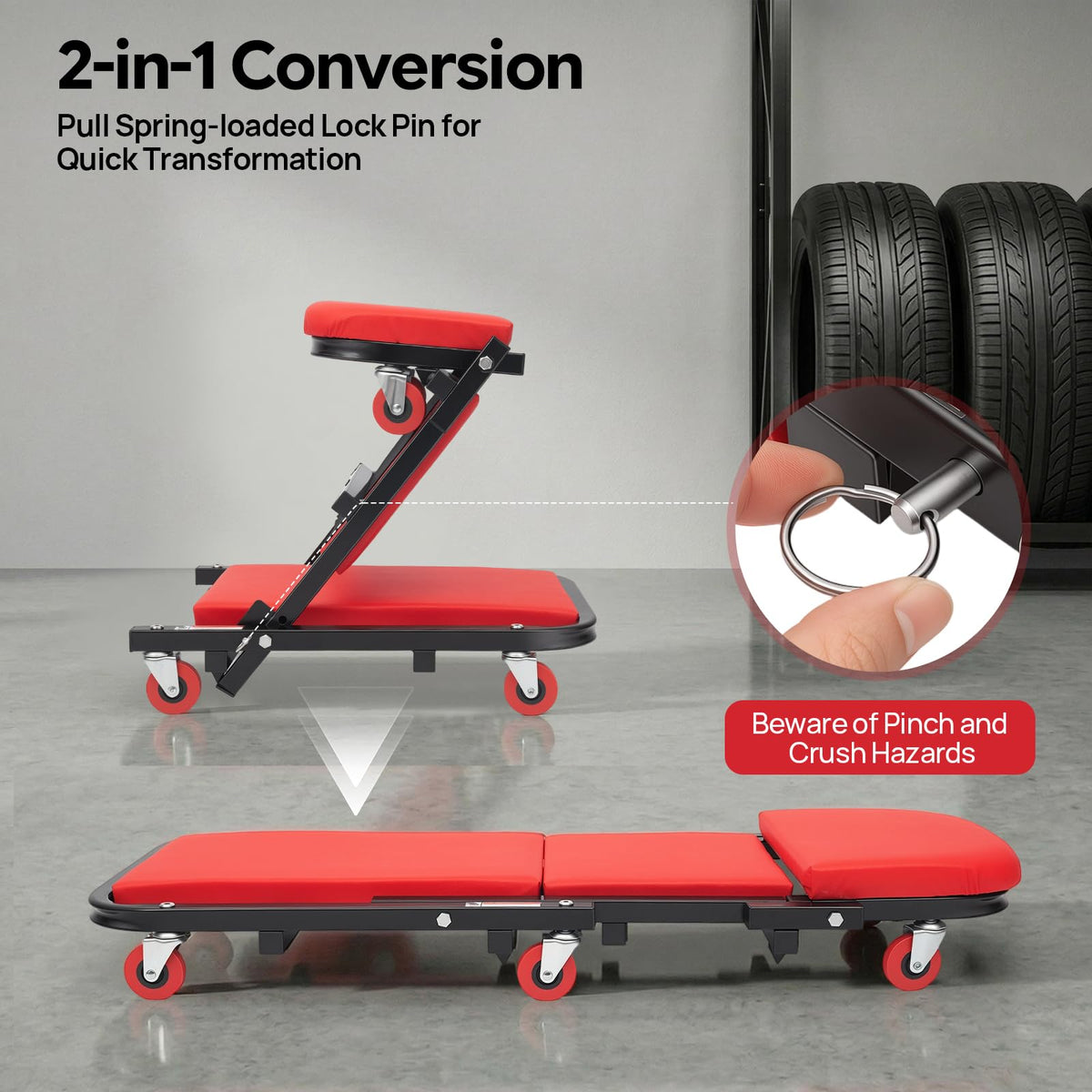 2 in 1 Heavy Duty Rolling Creeper Seat T75477