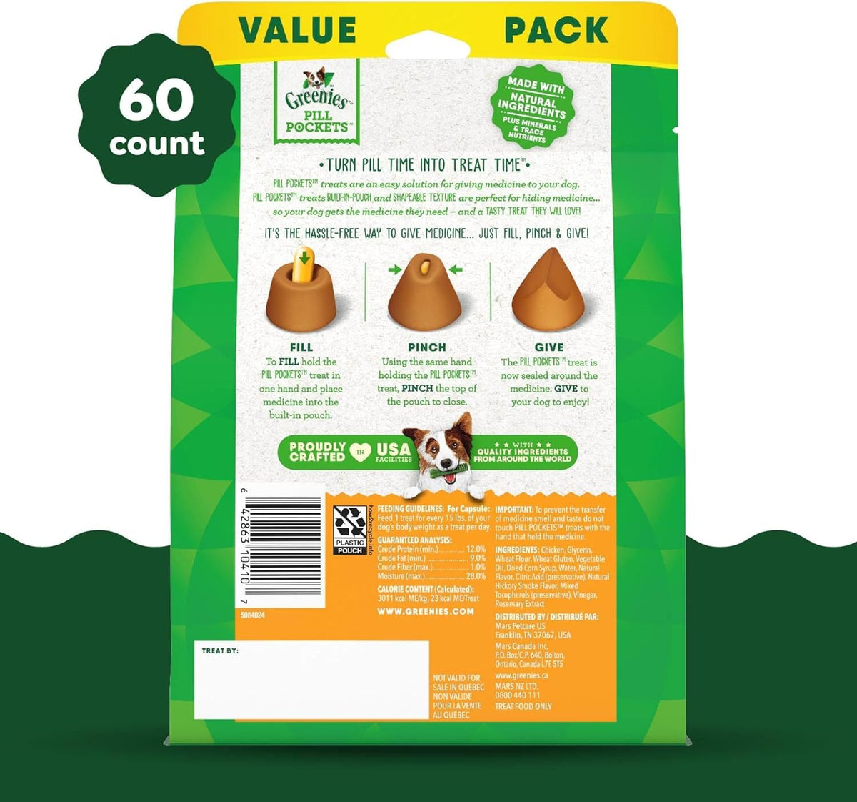 Chicken Flavor Capsule Treats for Dogs 15.8-Ounce 3 Pack V4014