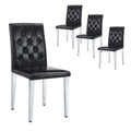 Black Upholstered Dining Chairs Set of 4 with Silver Metal Legs P717