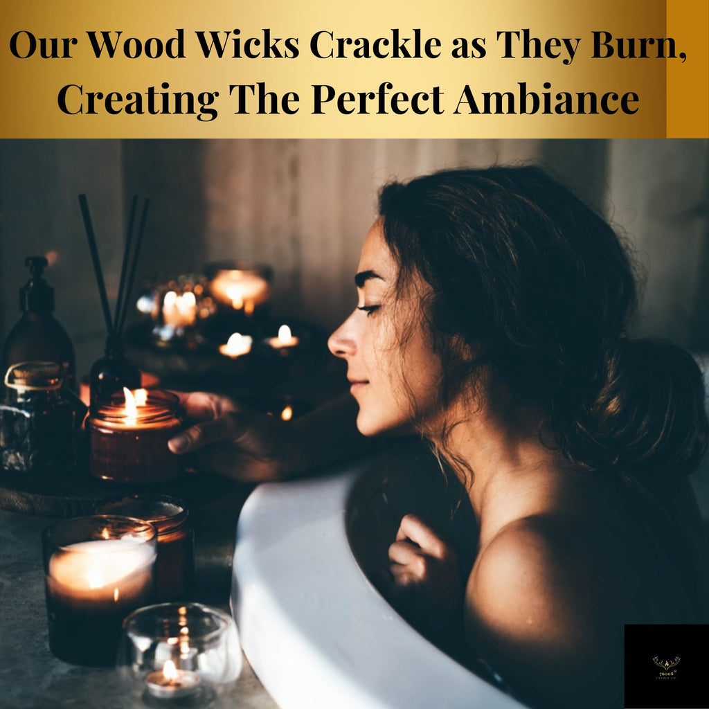 Soy Candle with Wood Wick in Amber Glass Jar X590