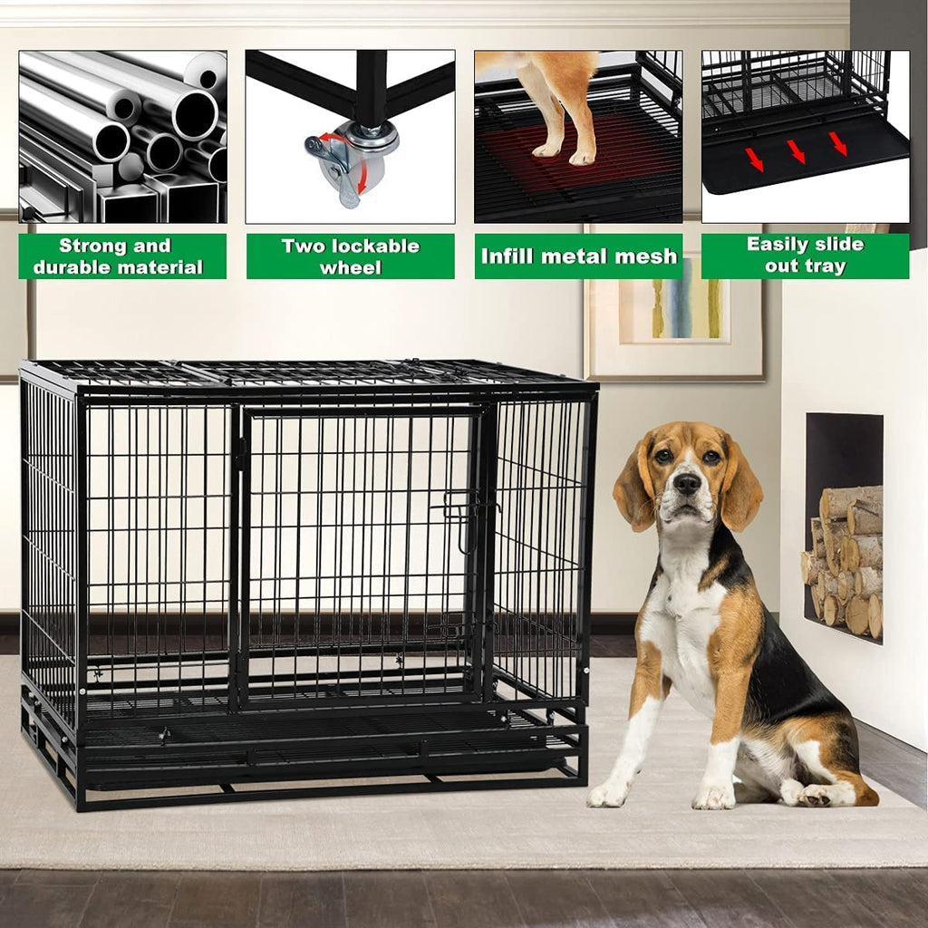 48 inch XXL Heavy Duty Dog Kennel with Wheels S4428