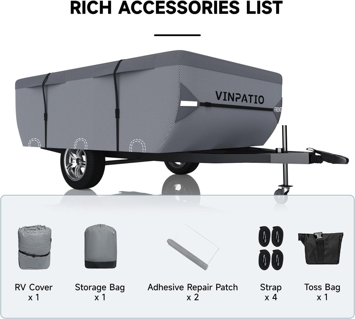 Waterproof Anti-UV Pop Up Camper Cover Fits 14'-16' Trailers D7679