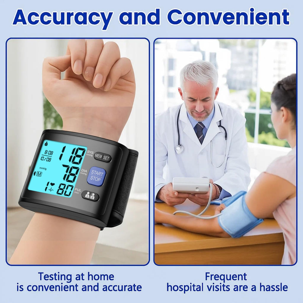 Wrist Blood Pressure Monitor with Backlit LCD Display Q144